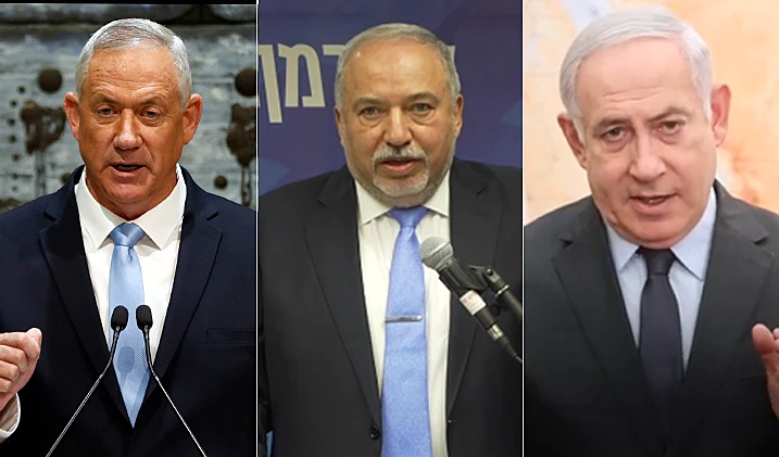 בני גנץ, אביגדור ליברמן, ובנימין נתניהו