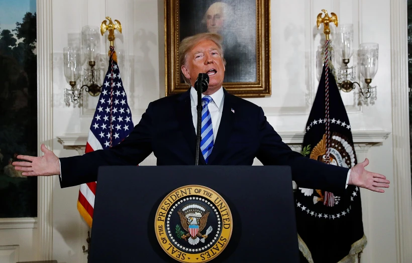 טראמפ בנאום פרישה מהסכם הגרעין עם איראן