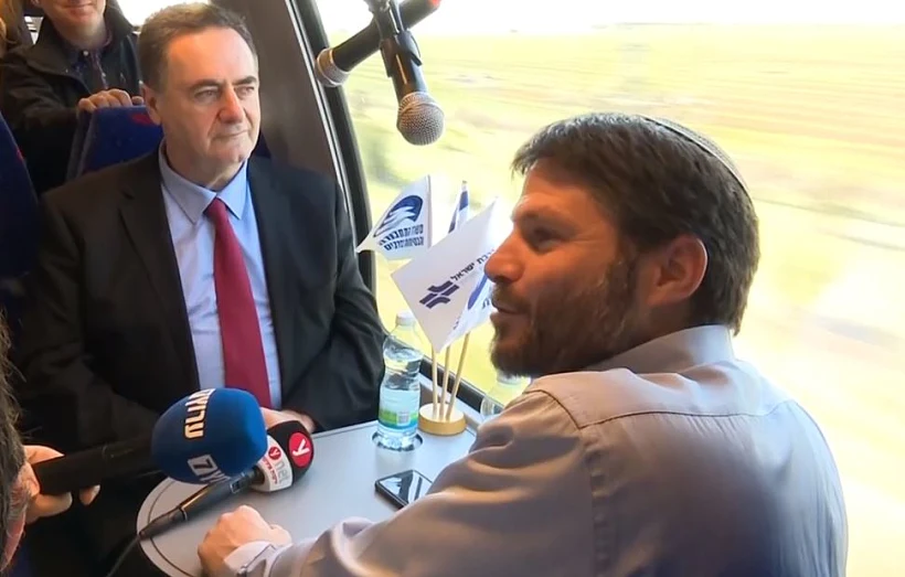 השר ישראל כץ והשר בצלאל סמוטריץ' בנסיעה מירושלים לת''א