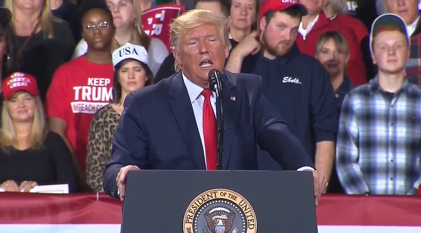 דונלד טראמפ, נשיא ארצות הברית, בעצרת בחירות במישיגן