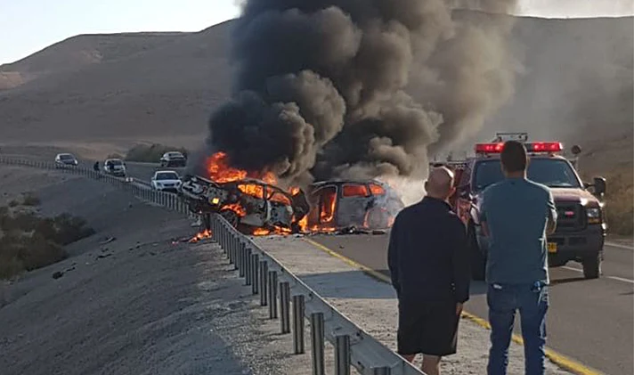 זירת תאונת הדרכים בכביש 40