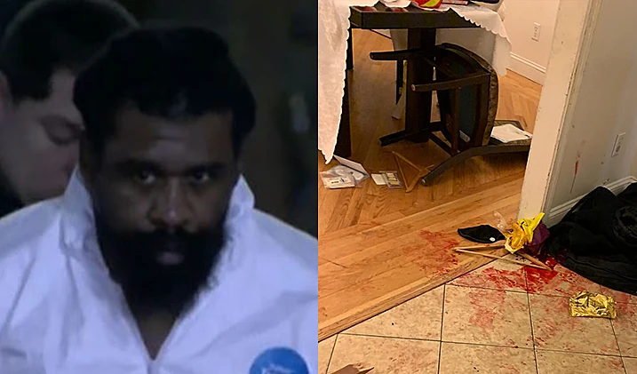 החשוד תומס גרפטון וזירת אירוע הדקירה בזמן מסיבת החנוכה בניו יורק