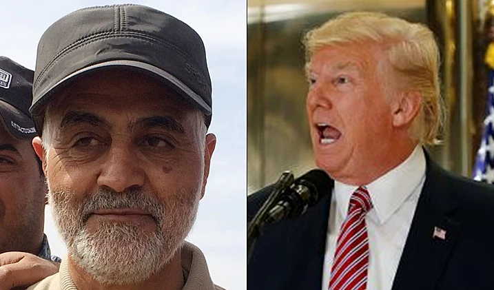 נשיא ארה''ב דונלד טראמפ וקאסם סולימאני מפקד כוח קודס