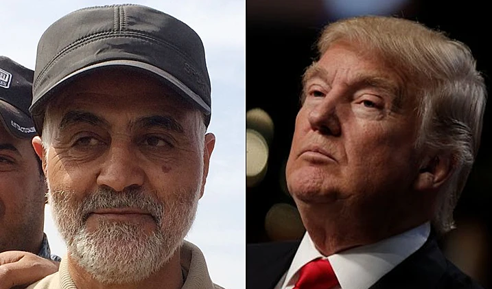 נשיא ארה''ב דונלד טראמפ וקאסם סולימאני מפקד כוח קודס