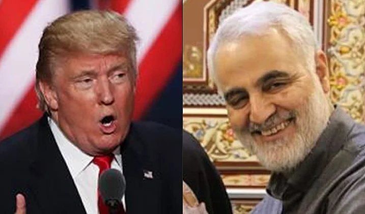 נשיא ארה''ב דונלד טראמפ וקאסם סולימאני מפקד כוח קודס