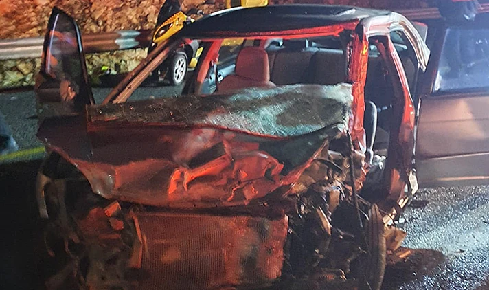 זירת התאונה בכביש 89 סמוך לצפת