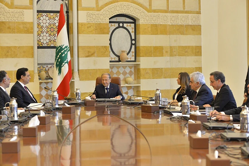 ישיבת הממשלה הלבנונית החדשה בראשותו של נשיא לבנון מישל עון