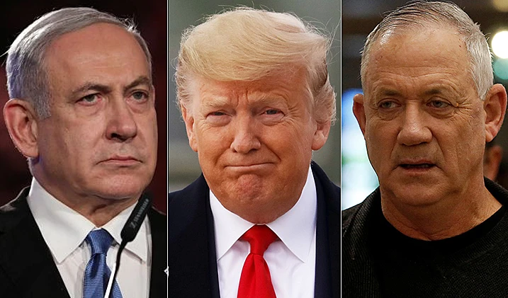 בני גנץ, דונאלד טראמפ ובנימין נתניהו