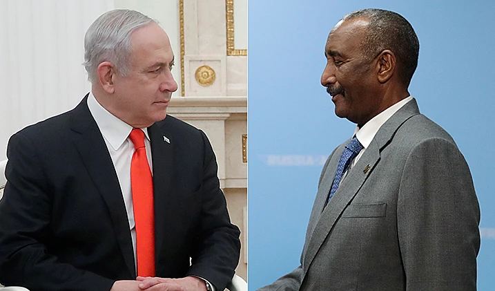 נשיא סודן, עבד אל-פתאח עבד א-רחמן אל-בורהאן וראש הממשלה בנימין נתניהו