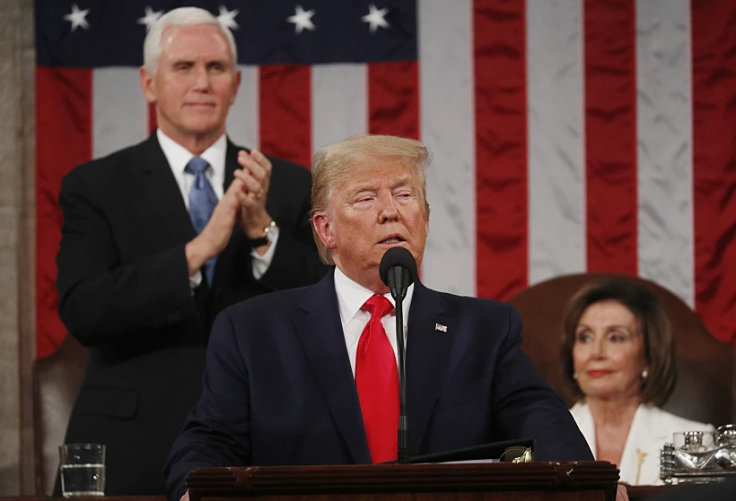 נשיא ארצות הברית דונלד טראמפ בנאום מצב האומה 2020