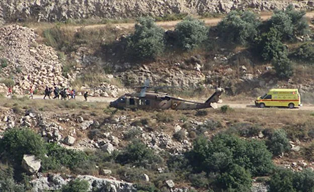 זירת הפיגוע בבנימין והמסוק פינוי