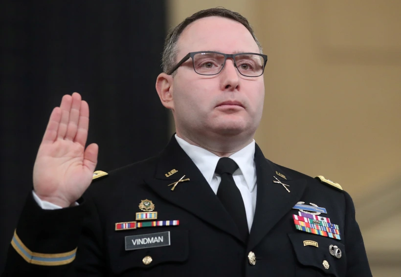 Vindman Is Sworn In To Testify At House Intelligence Committee Hearing On Trump Impeachment Inquiry On Capitol Hill In Washington