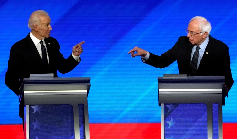 ג'ו ביידן וברני סנרדס במהלך העימות