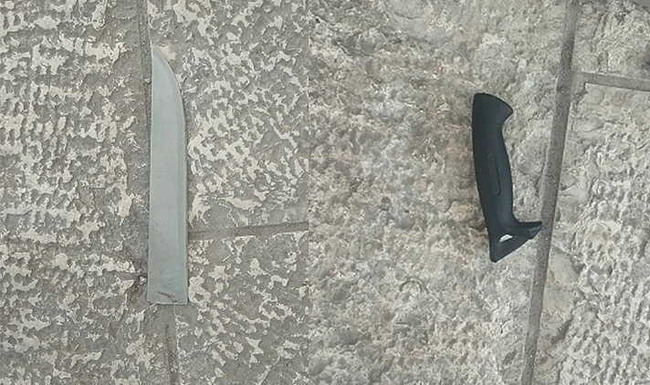 הסכין שנשברה במהלך נסיון הדקירה במערת המכפלה בחברון