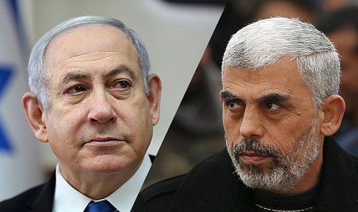 יחיא סנוואר ובנימין נתניהו