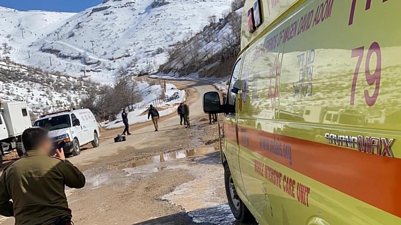 האמבולנס שפינה את הנערה שנפצעה באתר החרמון