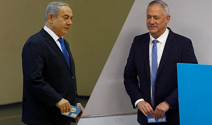 נתניהו וגנץ מצביעים