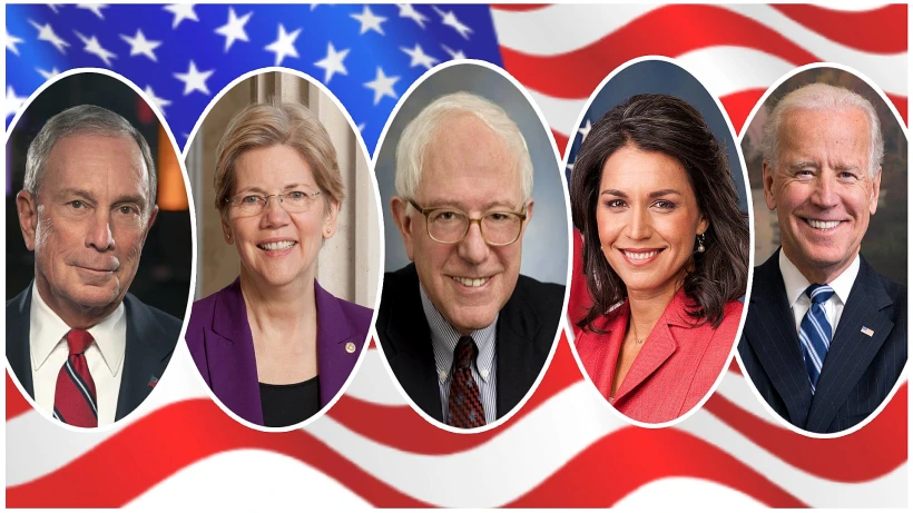 ג'ו ביידן, טולסי גבארד, ברני סנדרס, אליזבת וורן ומייקל בלומברג