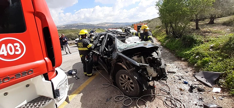 זירת התאונה הקטלנית בין רכב למשאית בכביש 505