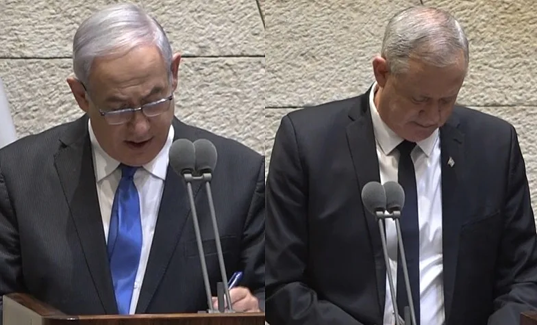 בנימין נתניהו ובני גנץ בהשבעת הממשלה