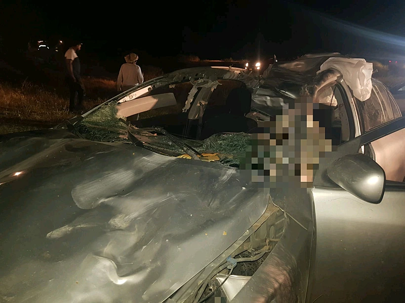 זירת התאונה בכביש 222 בנגב