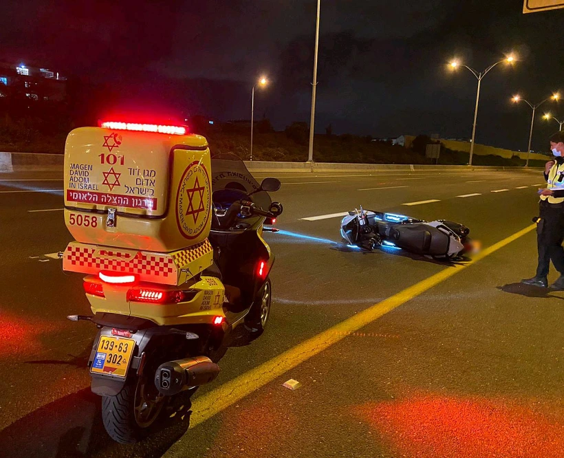 זירת תאונת האופנוע סמוך לפתח תקווה
