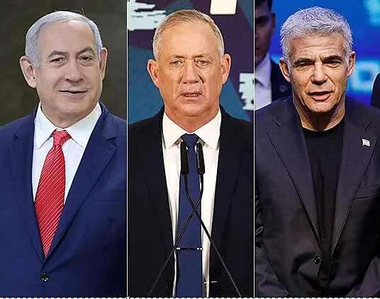 יאיר לפיד, בני גנץ ובנימין נתניהו