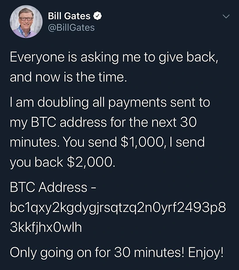 ציוץ מחשבונו הפרוץ של ביל גייטס