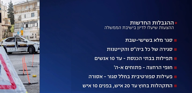 ההגבלות החדשות - ההצעות שיעלו לדיון בישיבת הממשלה