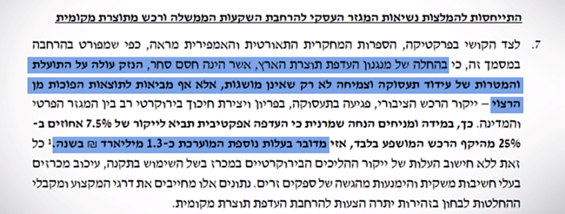 משרד האוצר נגד תוצרת כחול לבן