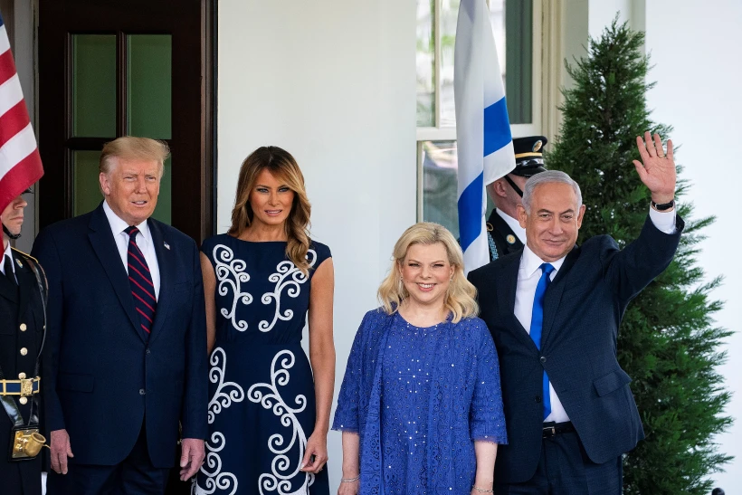 ראש הממשלה בנימין נתניהו ורעייתו שרה, נשיא ארה''ב דונלד טראמפ ורעייתו מלניה