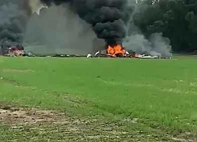תיעוד מזירת התרסקות כלי הטיס בנגב, שבה נהרגו שני ישראלים