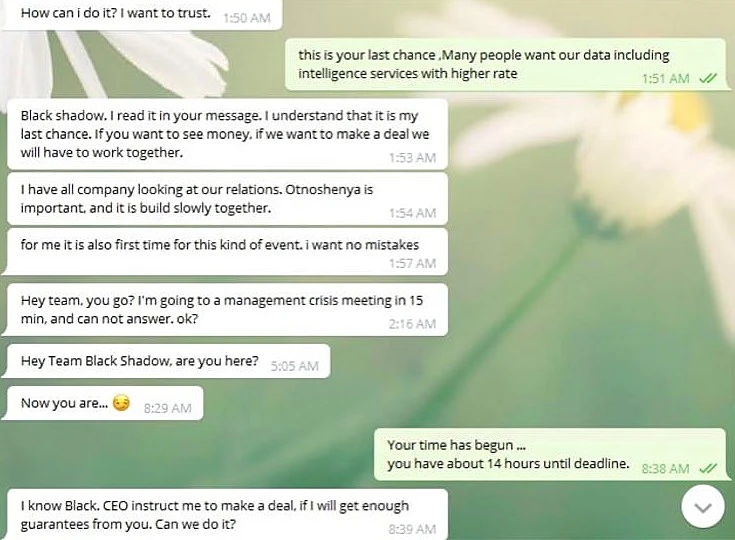 ההתכתבות בין ההאקרים לשירביט