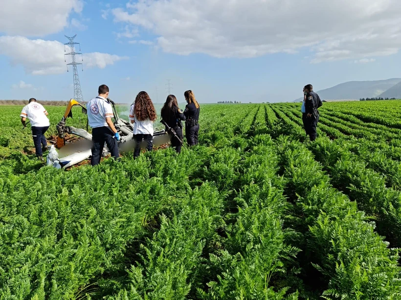 זירת ההתרסקות של כלי הטיס סמוך לעפולה