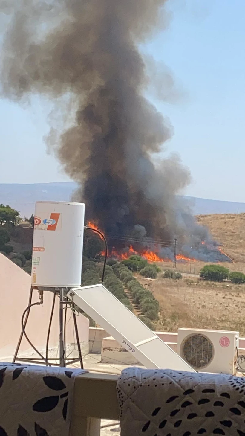 שריפה בעקבות נפילת הרקטה