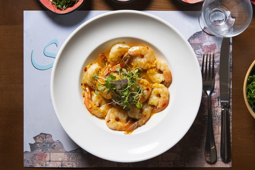 מנת שרימפס מסעדת סדפה