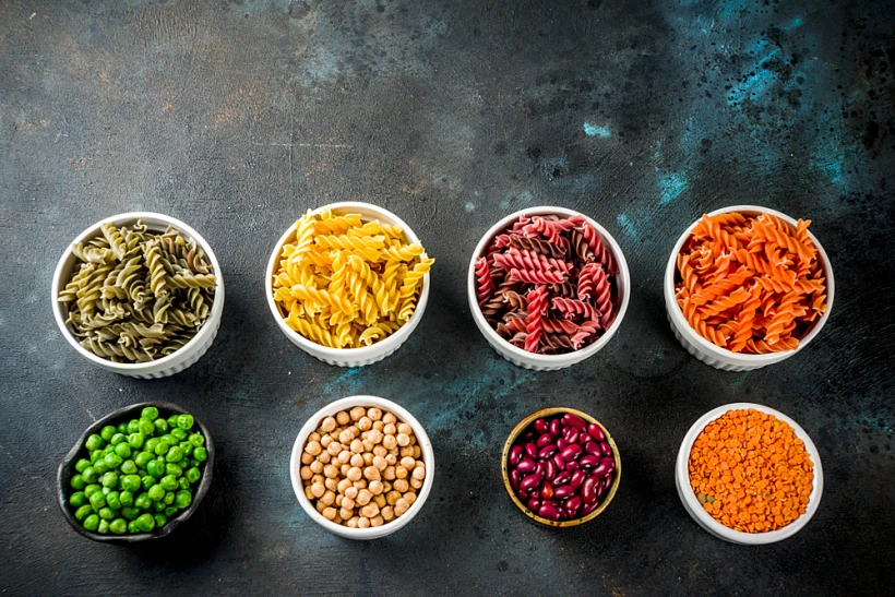Trend,healthy,food,,vegan,diet,concept.,multi,colored,legume,pasta