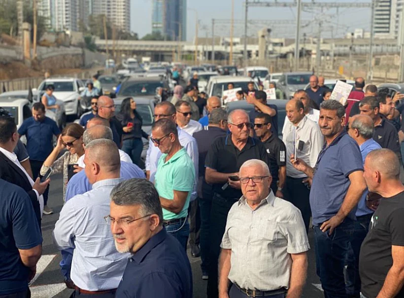 שיירת ההפגנה נגד האלימות בחברה הערבית