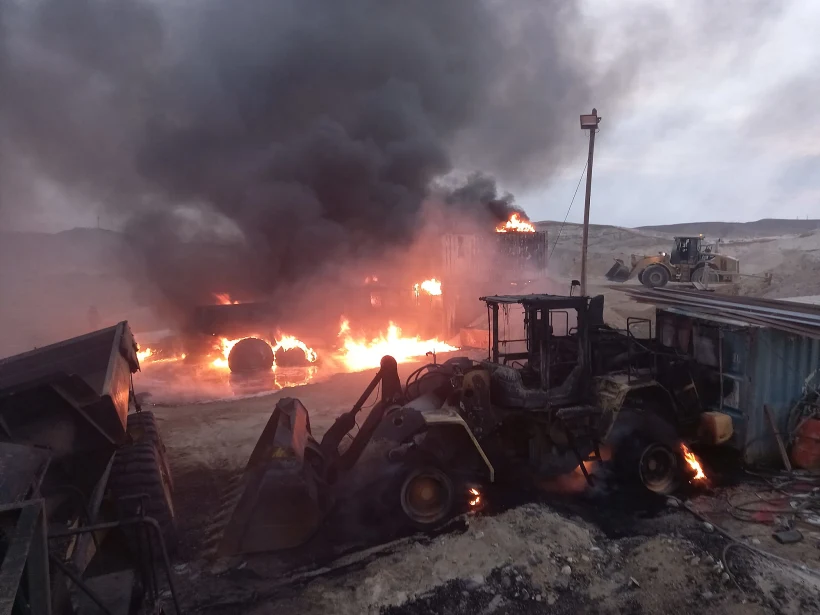 שריפה במחצבה בנגב