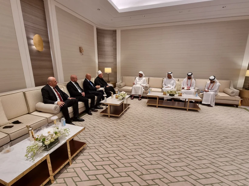 ראש העדה הדרוזית השייח' מופק טריף ושר החוץ האמירתי והשייח' עבדלללה בן זאיד בן סולטאן אל נהיאן