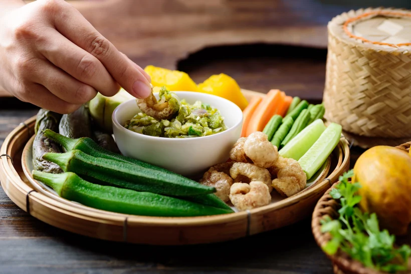 Northern,thai,food,(nam,prik,num),,spicy,young,green,chili