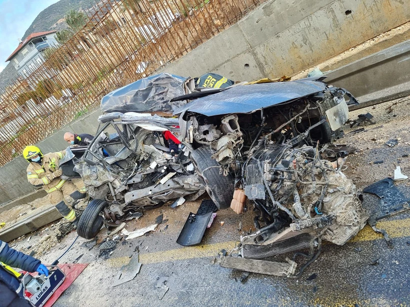 זירת התאונה בכביש 85