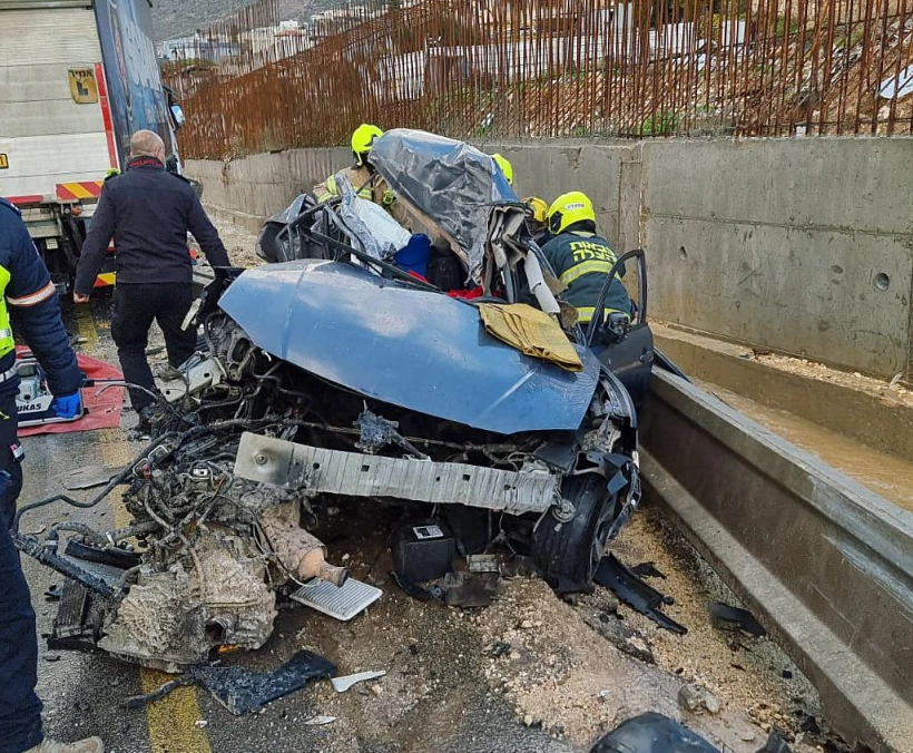 זירת התאונה בכביש 85