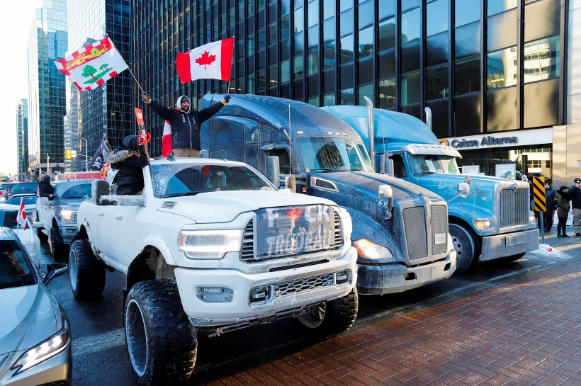 Truckers Take Part In A Convoy And Protest Against Covid 19 Vaccine Mandate In Ottawa