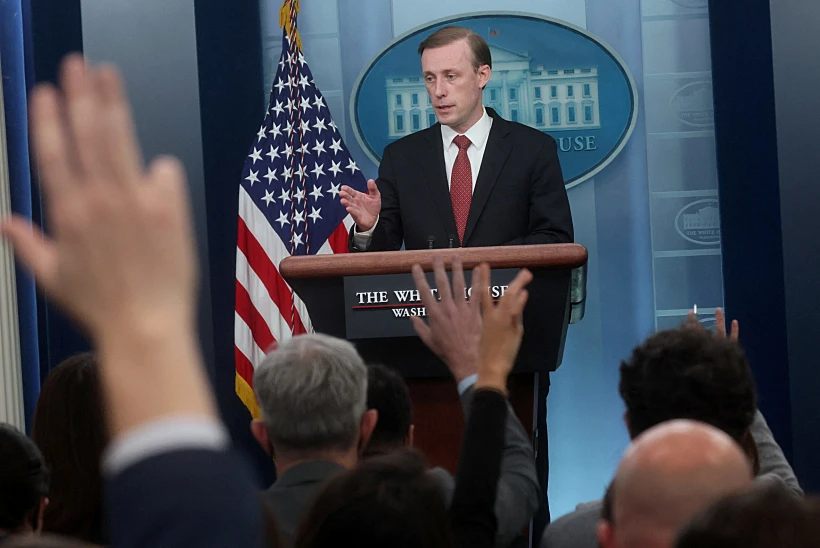 היועץ לביטחון לאומי של ארה''ב ג'ייק סאליבן במסיבת העיתונאים על המצב באוקראינה