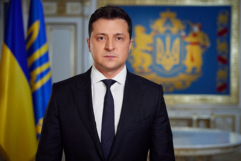 Ukrainian President Volodymyr Zelenskiy Addresses The Nation In Kyiv