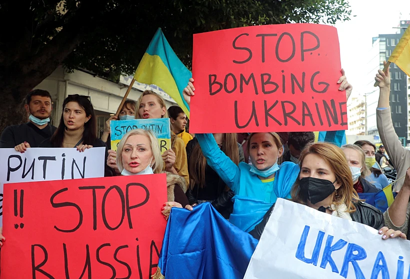 הפגנה פרו-אוקראינית בביירות, לבנון