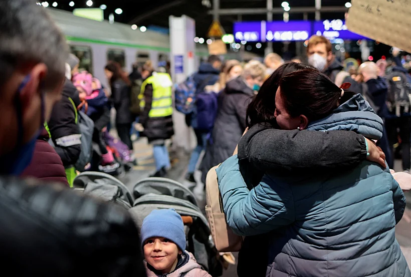 פליטים אוקראינים לאחר שהגיעו לגרמניה