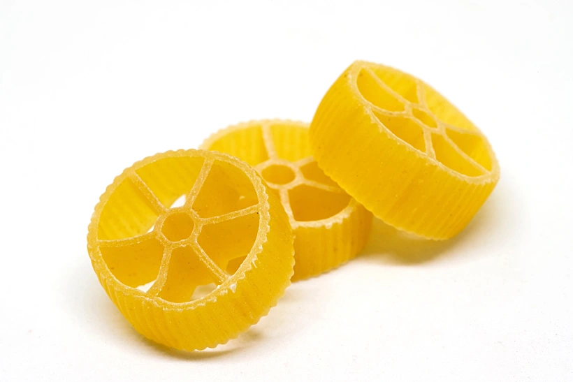 Italian,pasta,ruote,closeup,photo,on,white,background.,group,of