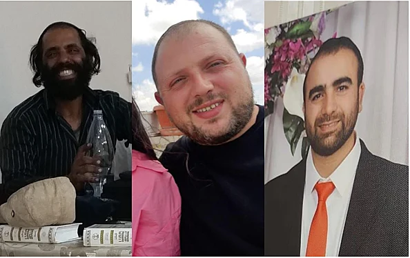 הנרצחים בפיגוע באלעד. מימין לשמאל: בועז גול, אורן בן יפתח ויהונתן חבקוק